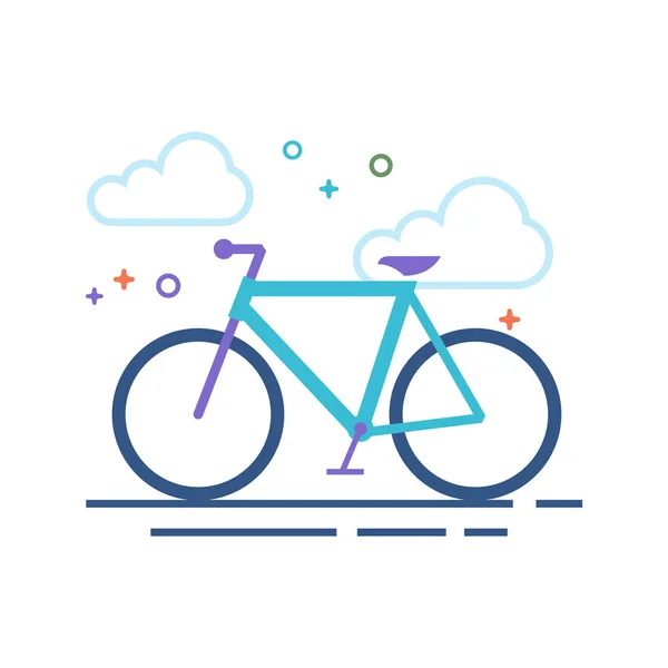 道路自転車アイコン アウトライン フラット カラー スタイル ベクトル図 — ストックベクタ