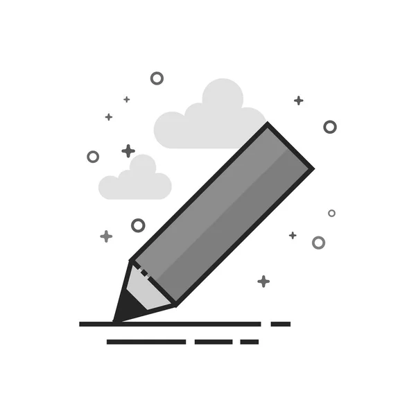 Pencil icon in flat outlined grayscale style.