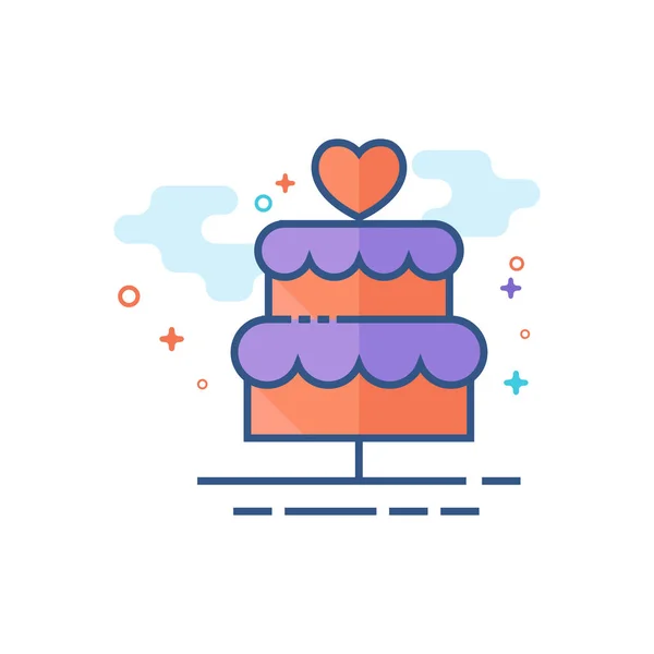 Icône Gâteau Mariage Dans Style Couleur Plate Esquissée Illustration Vectorielle — Image vectorielle