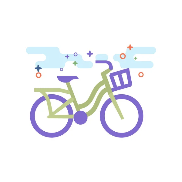 City Bike Icon Outlined Flat Color Style Vector Illustration — Stock Vector