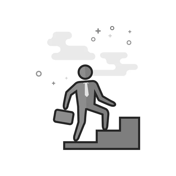 Icône plate en niveaux de gris - Escalier homme d'affaires — Image vectorielle