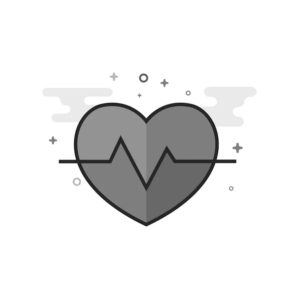 Icono Frecuencia Cardíaca Estilo Plano Esbozado Escala Grises Ilustración Vectorial — Vector de stock
