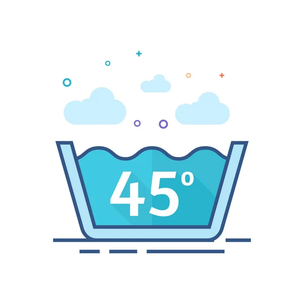 Tvätt Temperatur Ikonen Disponerad Platt Färg Stil Vektorillustration — Stock vektor