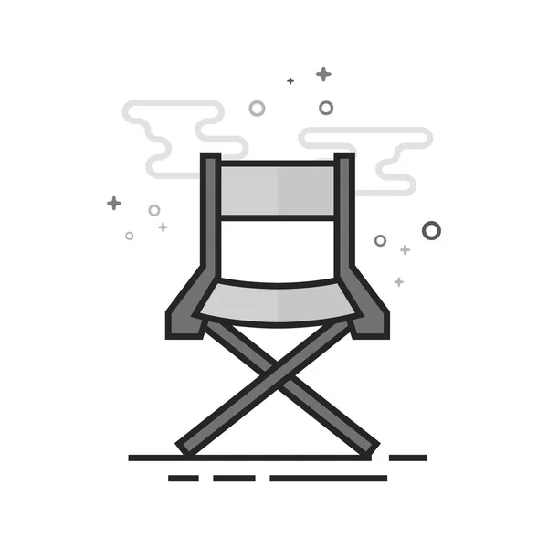 Flat Grayscale Icon - Silla de director de cine — Vector de stock