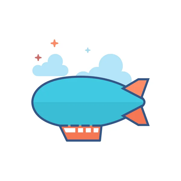 Icono Dirigible Estilo Color Plano Esbozado Ilustración Vectorial — Vector de stock