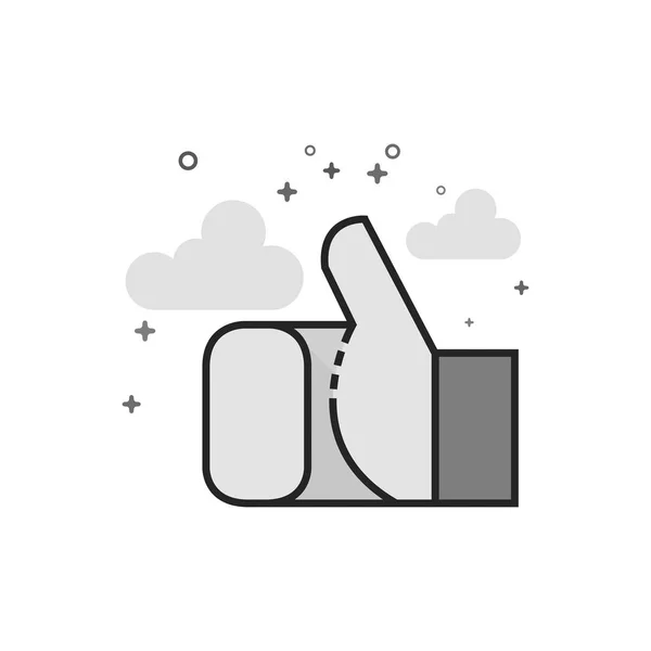 Pulgar Hacia Arriba Icono Mano Estilo Plano Esbozado Escala Grises — Vector de stock