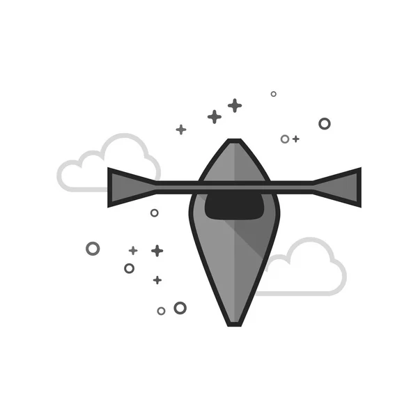 フラットの輪郭を描かれたグレースケール スタイルのカヌーのアイコン ベクトル図 — ストックベクタ