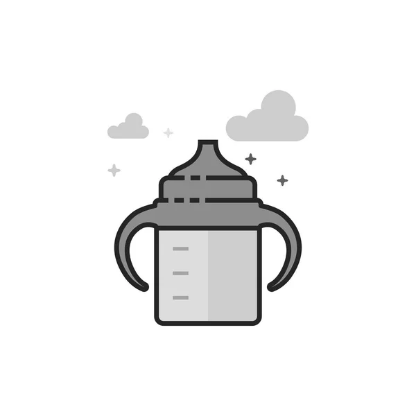 Icône plate en niveaux de gris - Bouteille de lait — Image vectorielle