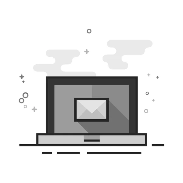 Flat Grayscale Icon - Laptop computer