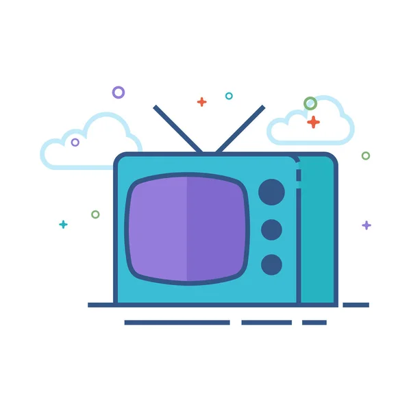 Televizyon Ikonu Seviyelendirilmiş Düz Renk Tarzı Vektör Çizim — Stok Vektör