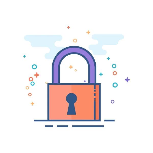 Padlock Icon Outlined Flat Color Style Vector Illustration — Stock Vector