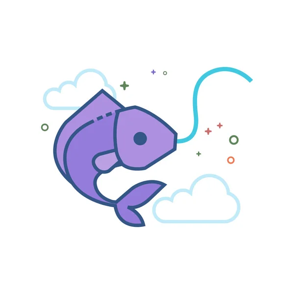 Icono de color plano - Peces enganchados — Vector de stock