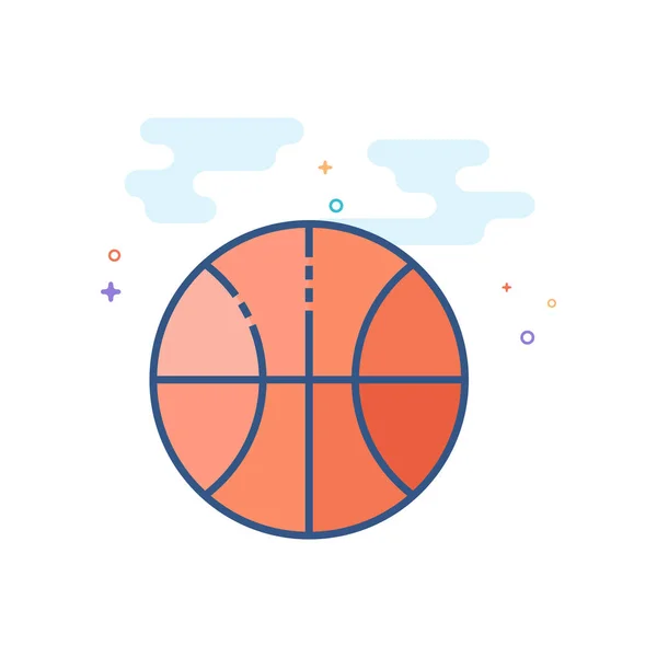 Basket Ball Icon Outlined Flat Color Style Vector Illustration — Stock Vector