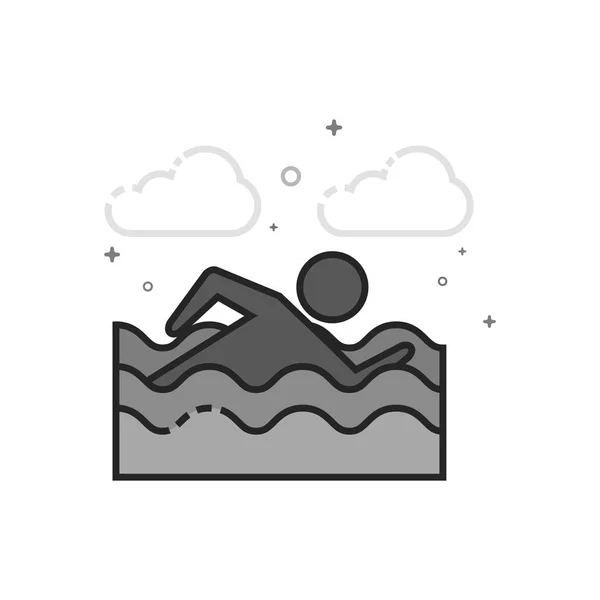 Человек Плавает Икона Плоской Очерченной Серой Стиле Векторная Иллюстрация — стоковый вектор