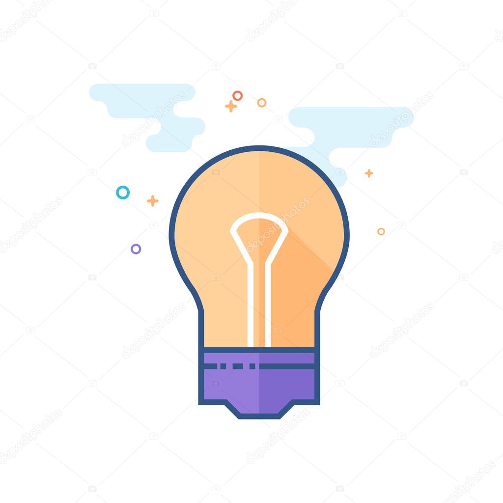 Light bulb icon in outlined flat color style. Vector illustration.