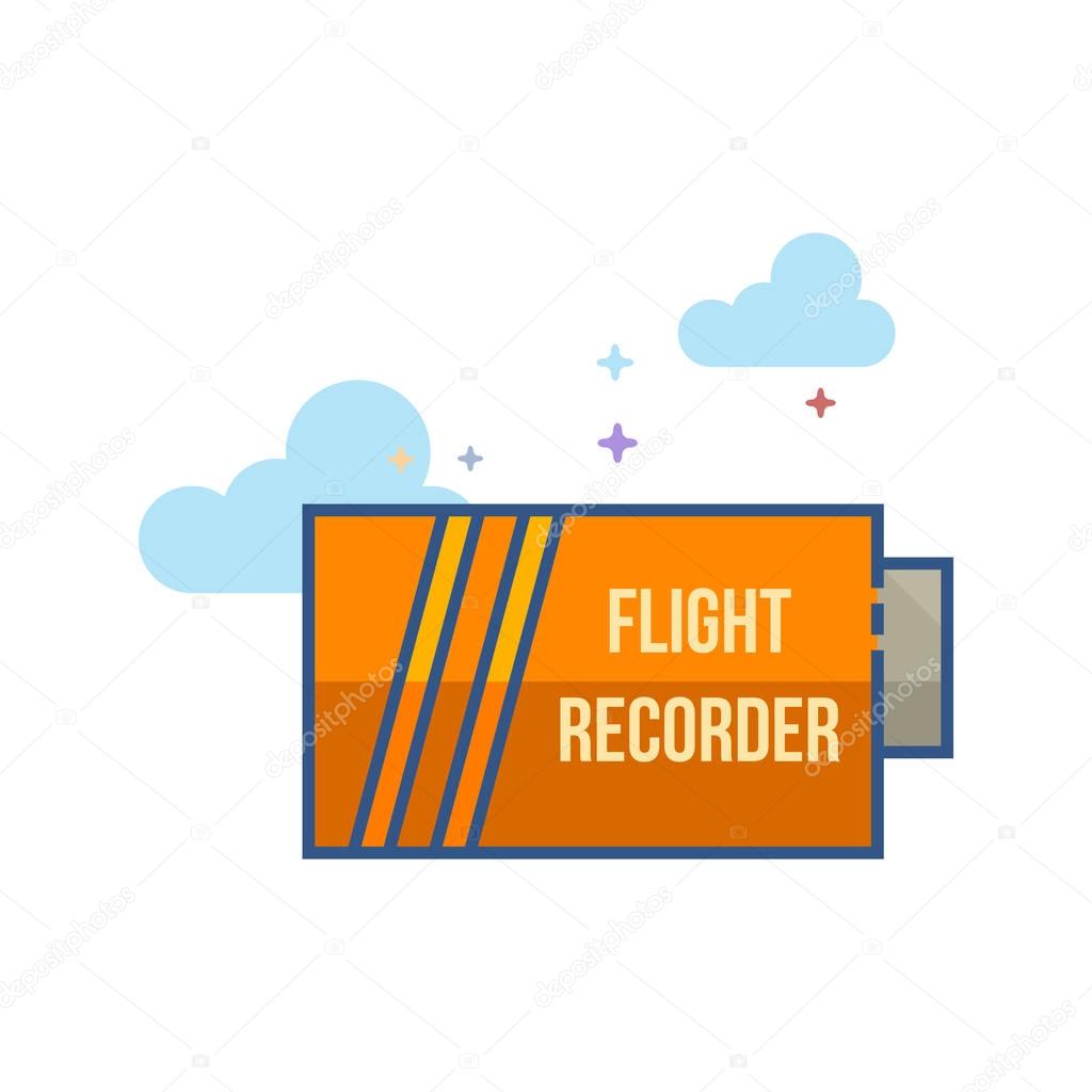 Flight recorder icon in outlined flat color style. Vector illustration.