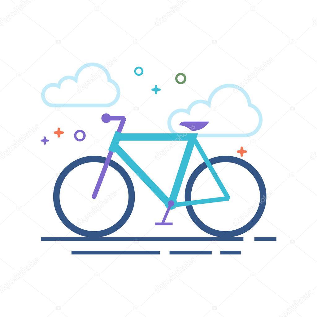 Road bicycle icon in outlined flat color style. Vector illustration.