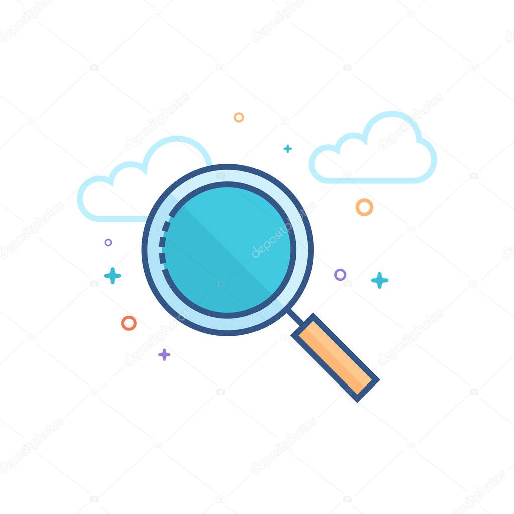 Magnifier icon in flat color style