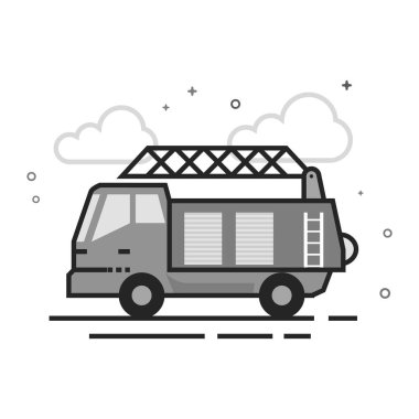 Kamyon simgesi düz Seviyelendirilmiş gri tonlamalı tarzı. Vektör çizim. 