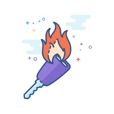 Anahtar simgesi Seviyelendirilmiş düz renk tarzı. Vektör çizim.