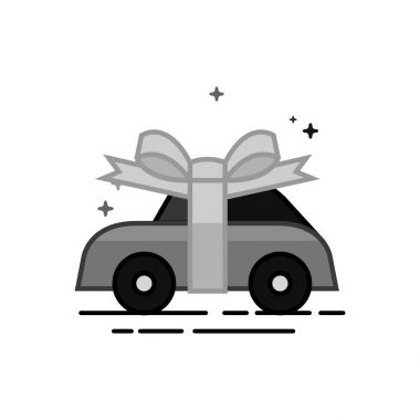 Hediye kutusu simgesini düz Seviyelendirilmiş gri tonlamalı tarzı. Vektör çizim.