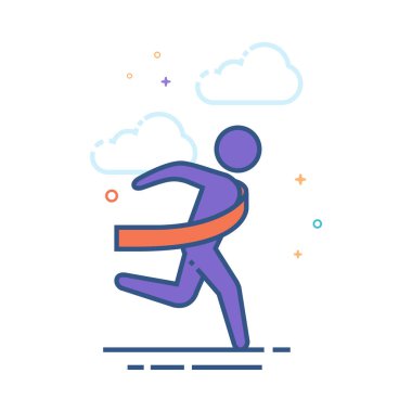 Bitiş çizgisi simgesinde Seviyelendirilmiş düz renk stili. Vektör çizim.