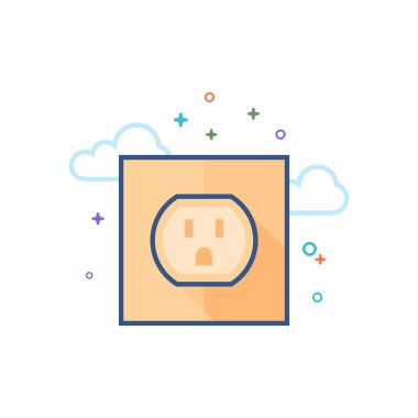 Elektrik prizine simgesi Seviyelendirilmiş düz renk tarzı. Vektör çizim.