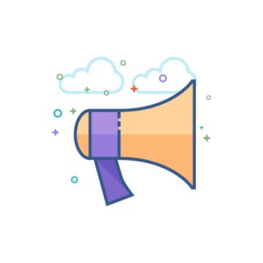 Hoparlör simgesi Seviyelendirilmiş düz renk tarzı. Vektör çizim.