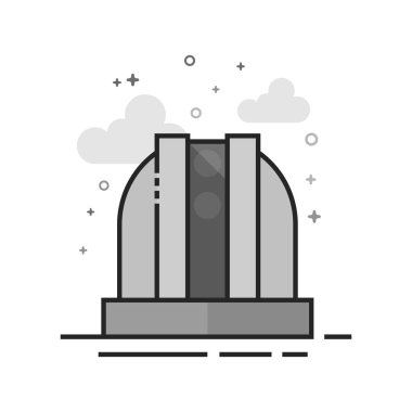 Earth teleskop simgesini düz Seviyelendirilmiş gri tonlamalı tarzı. Vektör çizim.