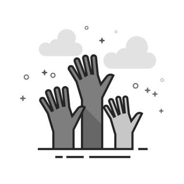 Eller simgesini düz Seviyelendirilmiş gri tonlamalı tarzı. Vektör çizim.