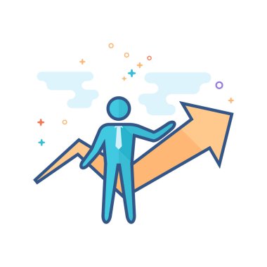 İşadamı grafik simgesini Seviyelendirilmiş düz renk tarzı. Vektör çizim.