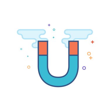 Mıknatıs simgesini Seviyelendirilmiş düz renk tarzı. Vektör çizim.