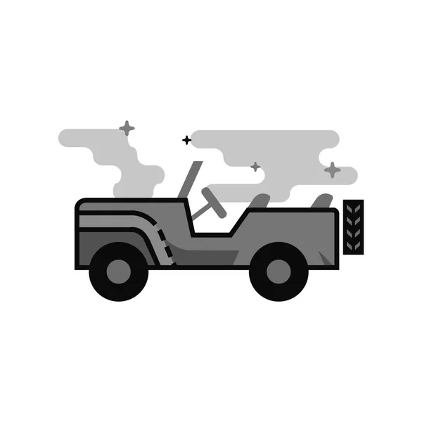 Icono Vehículo Militar Estilo Plano Esbozado Escala Grises Ilustración Vectorial — Vector de stock