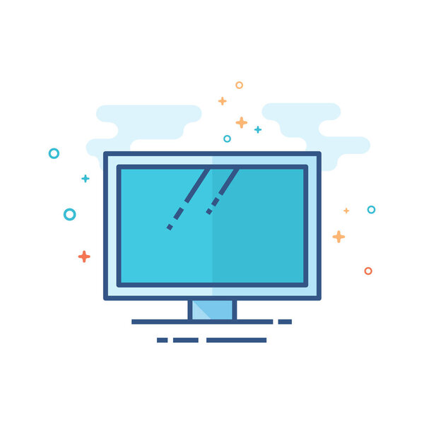 Плоская иконка цвета - настольный компьютер

