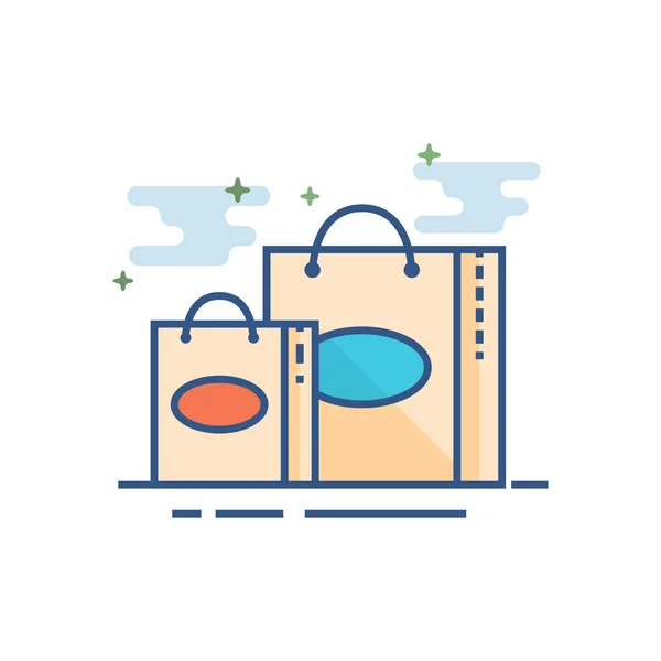 Shopping Bags Icon Outlined Flat Color Style Vector Illustration — Stock Vector