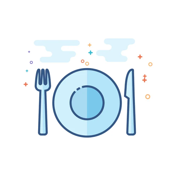 Dishes Icon Outlined Flat Color Style Vector Illustration — Stock Vector