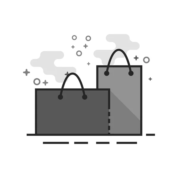 Shopping Bags Icon Flat Outlined Grayscale Style Vector Illustration — Stock Vector