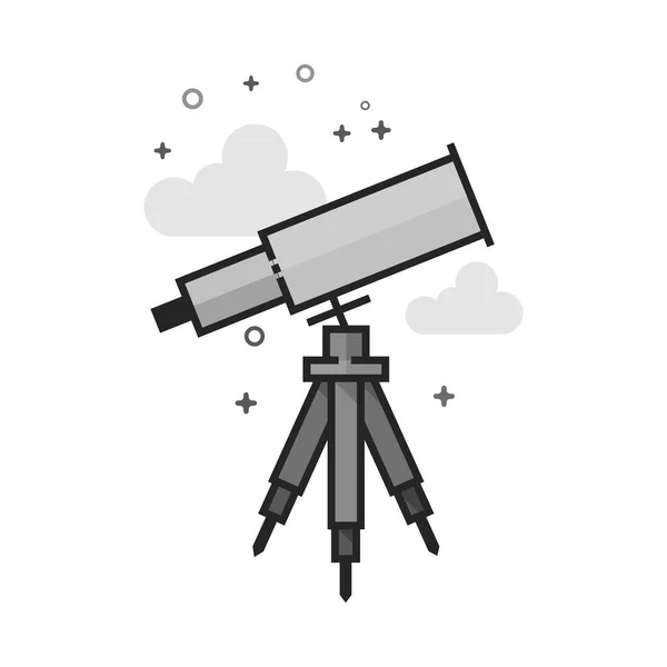 Icono Del Telescopio Estilo Plano Esbozado Escala Grises Ilustración Vectorial — Vector de stock