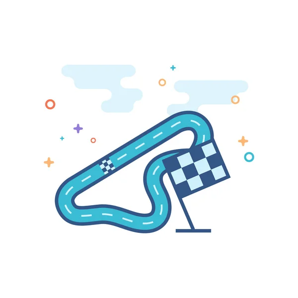 Race Circuit Ikonen Disponerad Platt Färg Stil Vektorillustration — Stock vektor