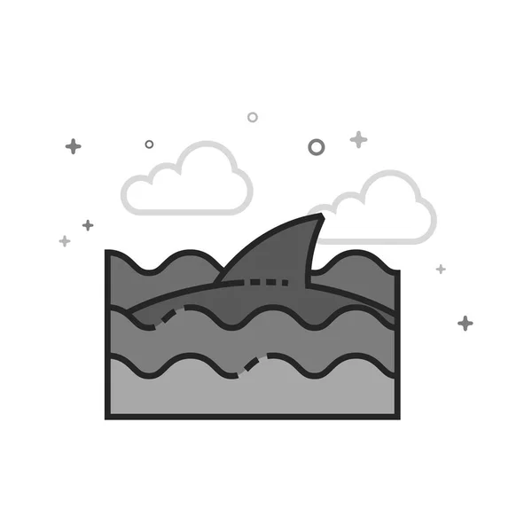 Icono de escala de grises plana - Tiburón — Vector de stock