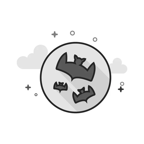 Los Murciélagos Icono Luna Estilo Plano Esbozado Escala Grises Ilustración — Archivo Imágenes Vectoriales