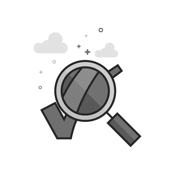 Flat Grayscale Icon - Magnifier check mark — Stock Vector