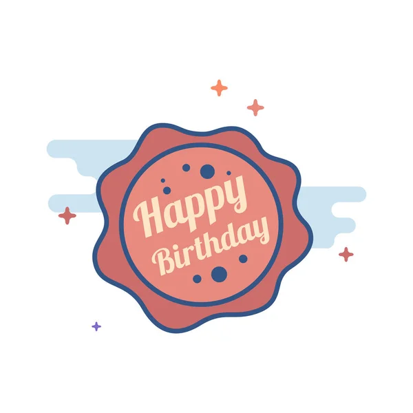 Birthday Cake Text Icon Outlined Flat Color Style Vector Illustration — Stock Vector