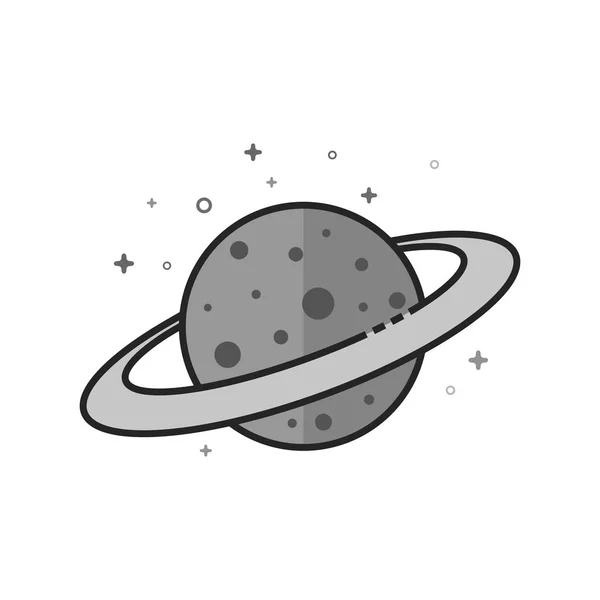 Flat Grayscale Icon - Planet — Stock Vector