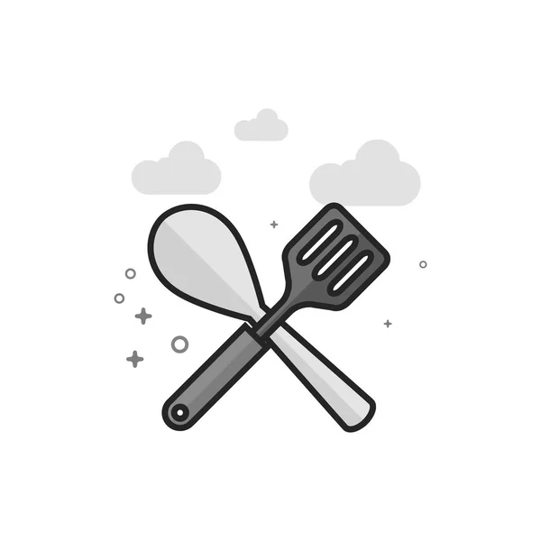 Spatula Icon Flat Outlined Grayscale Style Vector Illustration — Stock Vector