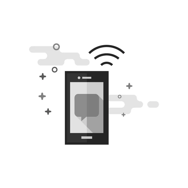 Flat Grayscale Icon - Smartphone — Stock Vector