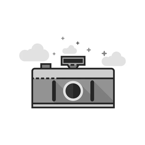 Düz gri tonlamalı simge - Panorama fotoğraf makinesi — Stok Vektör