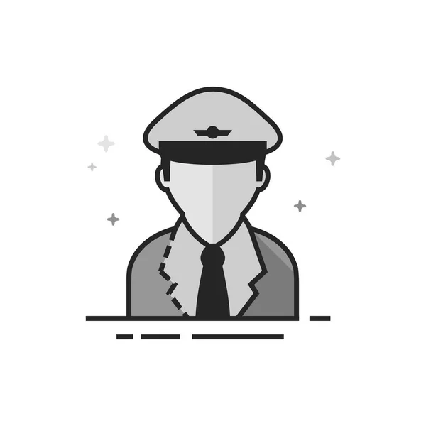Platte grijswaarden Icon - Pilot avatar — Stockvector