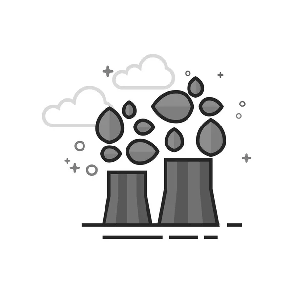 Icona in scala di grigi piatto - Impianto nucleare — Vettoriale Stock