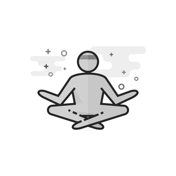 Икона Медитации Плоском Очерченном Стиле Серой Гамме — стоковый вектор